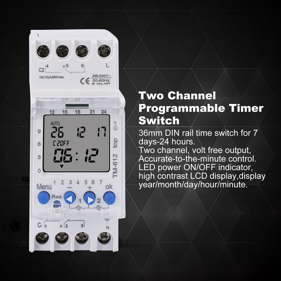 【SDD】สวิตช์ตั้งเวลาดิจิทัล 220v TM612 7 วัน 24 ชั่วโมง