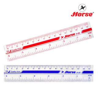 HORSEตราม้า ไม้บรรทัดพลาสติก รุ่น H-06 ขนาด 6 นิ้ว - คละสี (บรรจุ 12 อัน/แพ็ค)