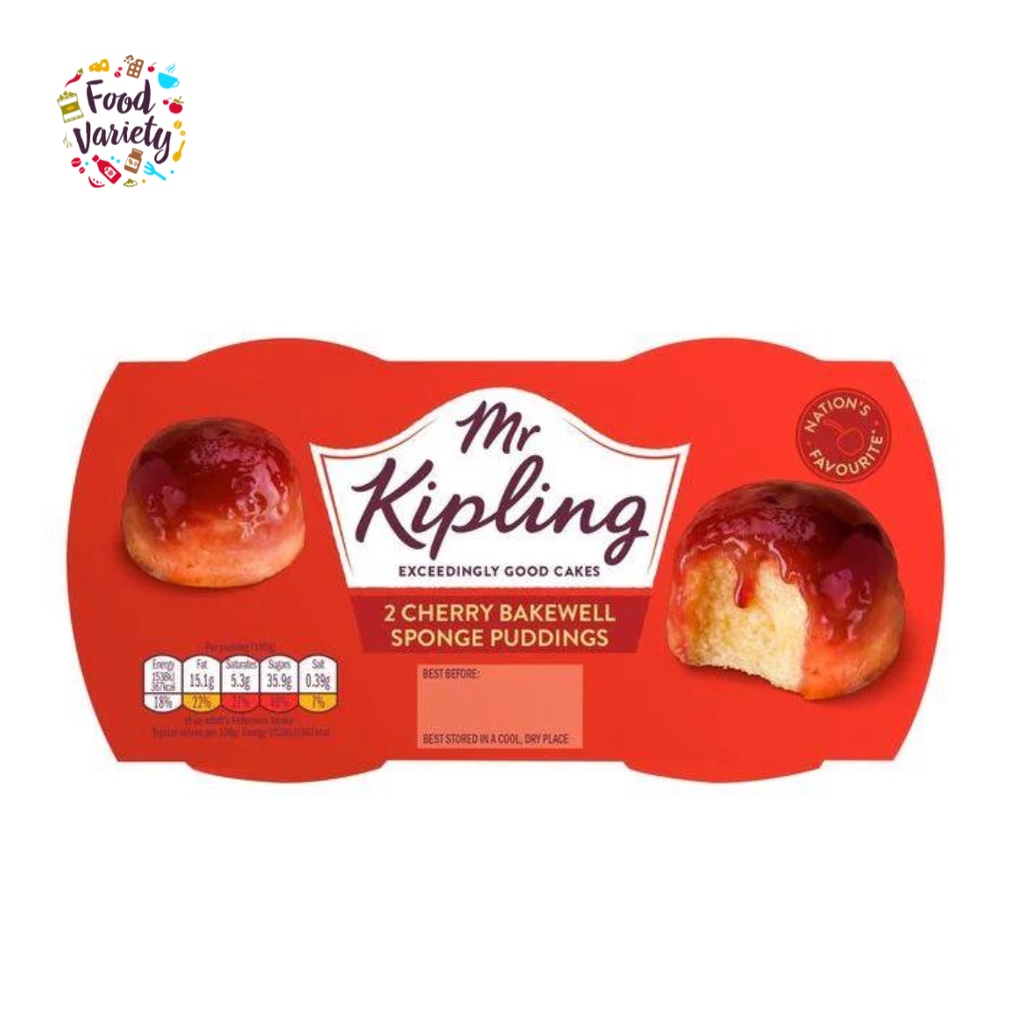 Mr Kipling Cherry Bakewell Sponge Pudding 2X95g มิสเตอร์คิปลิง เชอร์รี่ เบคเวลล์ สปันจ์ พุดดิ้ง 2X95g