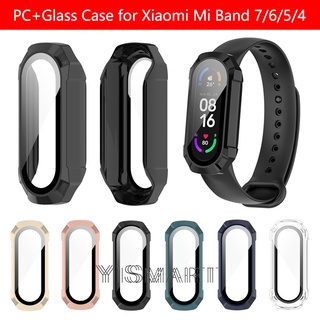 เคส PC + กระจก สําหรับ Xiaomi Mi Band 7 เคสป้องกันหน้าจอ แบบเต็ม สําหรับ Mi Band 6 5 4 Mi6 band6 เคสป้องกัน