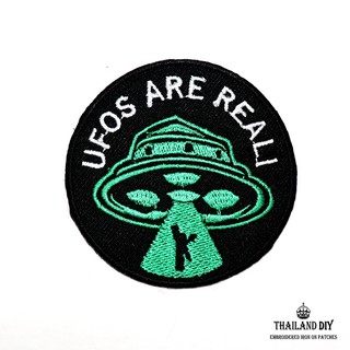 ตัวรีดเอเลี่ยน จานบิน มนุษย์ต่างดาว Alien UFO are Real! Patch งานปัก DIY wop ตัวรีด ติดเสื้อ กางเกง อาร์ม ลาย ลึกลับ โลก