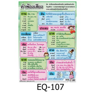 คำพ้องเสียง EQ-107 สื่อโปสเตอร์ภาพ กระดาษ หุ้มพลาสติก