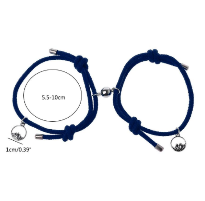 สร้อยข้อมือถัก ปรับได้ 1 คู่ พร้อมแม่เหล็ก สําหรับคู่รัก ของขวัญวันวาเลนไทน์ วันครบรอบวันเกิด เด็กผู้หญิง - รูปที่ 2