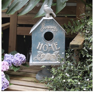 new wrought iron retro basket flower and bird embossed bird house decoration