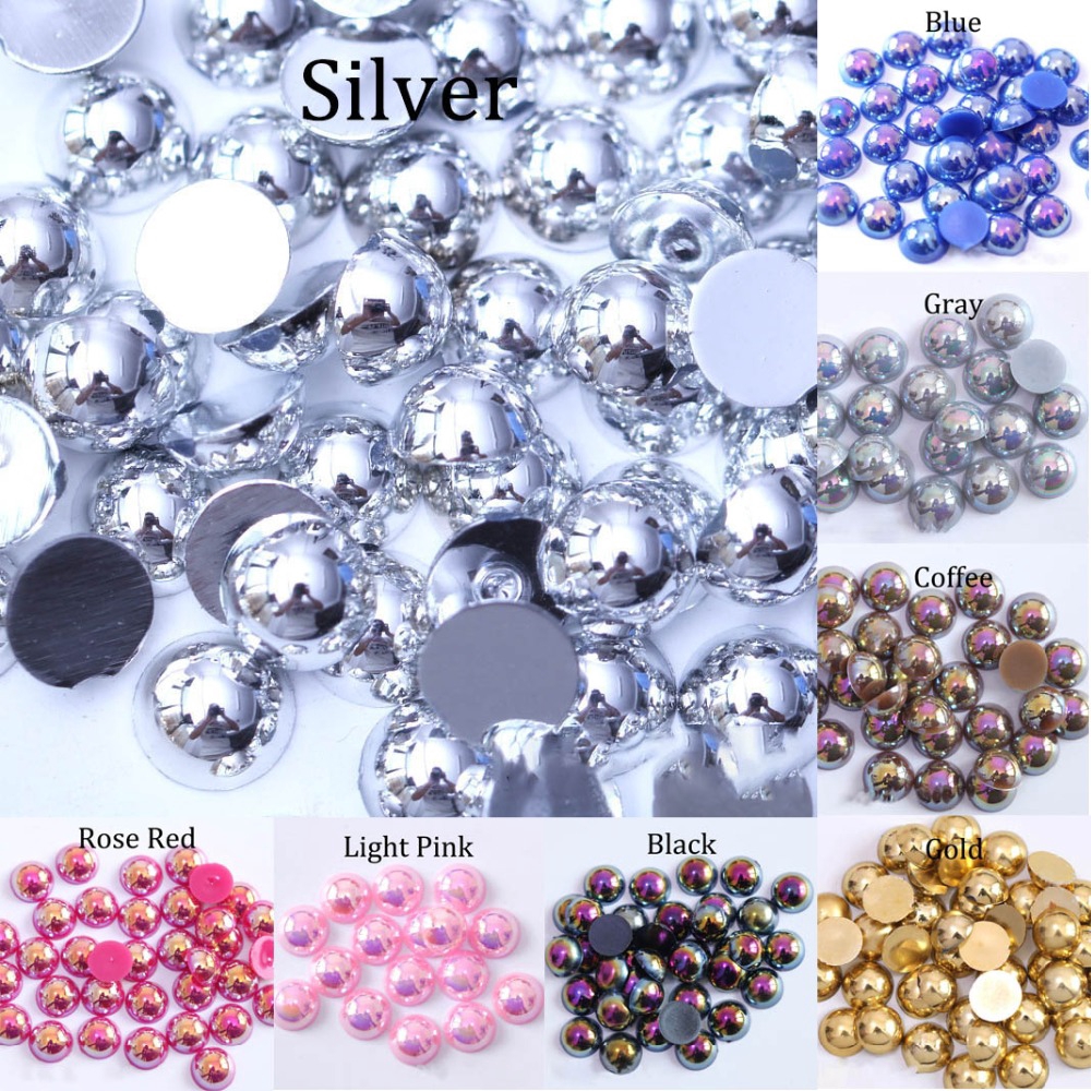 ลูกปัดทรงกลมสีด ํา Ab สําหรับตกแต่งเล็บ ( 2 3 4 5 6 8 10 12 14 มม . )