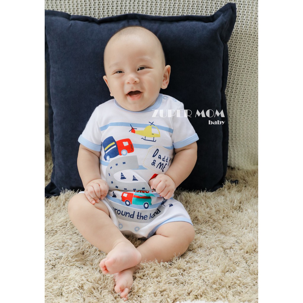 Zuper Mom ชุดหมีเด็กอ่อน แขนสั้น ขาสั้น บอดี้สูทเด็กอ่อน ชุดเด็กแรกเกิด ผ้าcotton100% สำหรับ 0-12เดือน no.6023