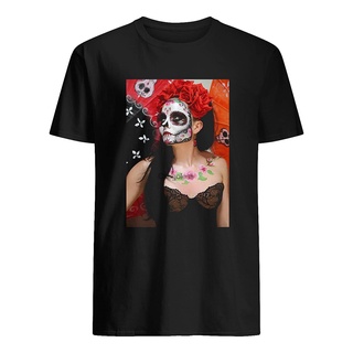 เสื้อยืดสีขาวเสื้อยืด พิมพ์ลาย Dios Des Los Muertougar Skulls Day of Dead สีดํา สําหรับผู้ชาย 915757S-4XL