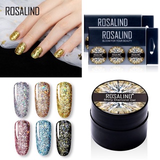 สีทาเล็บเจล กากเพชร แบบตลับ rosalind uv gel สีกริตเตอร์ขนาด5 มล.เซต6 กระปุก