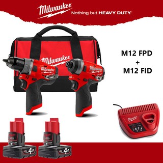 Milwaukee M12 FPD+FID (Include: M12FPD M12FID  แบต4Ahx2ก้อน แท่นชาร์จ)