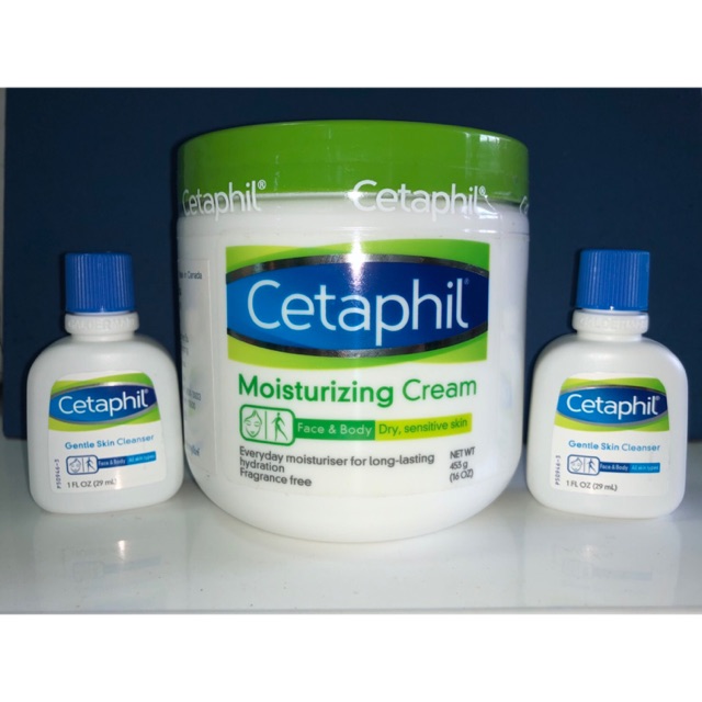 Cetaphil Moisturizing cream 453g + centaphil gentle skin cleanser 29 ml 2 ขวด