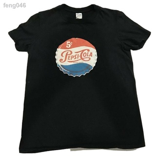 ☽Pepsicola Black Vintage Look ผ้าฝ้าย 100% Gildan Mens Small Round Neck Short Sleeve Tee All-Match Streetwear