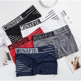 MUNAFIE กางเกงในผู้ชาย Boxer กางเกงในชายบ็อกเซอร์ สวมใส่สบายสุดเท่มีสไตล์ ขนาดฟรีไซส์