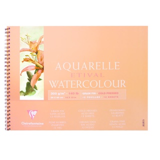 Clairefontaine กระดาษวาดเขียน สีน้ำ ผิวกึ่งหยาบ 300 แกรม 36x48 ซม. Etival wirebound cold pressed 36x48cm 12sh 96073C