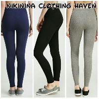Plain Legggings For Her Free Size Stretchable