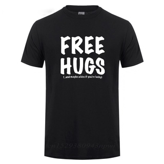 ถูกสุดๆเสื้อยืดแขนสั้น คอกลม ผ้าฝ้าย พิมพ์ลาย Free Hugs แฟชั่นฤดูร้อน สําหรับผู้ชายรหัสเต็ม