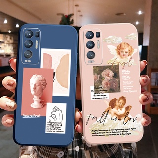 เคสโทรศัพท์มือถือ ขอบสี่เหลี่ยม ลายรูปปั้นนางฟ้า สําหรับ OPPO Reno6 Z 5G Reno 5 Pro 4 3 Reno2 Z F A95 5G A76 A96 4G