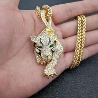 Mens Jewelry Animal Tiger Cheetah Pendant Gold Necklace