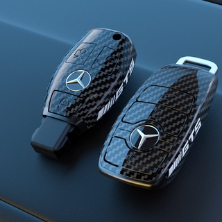 เคสกุญแจรีโมทรถยนต์ คาร์บอนไฟเบอร์ สําหรับ Mercedes-Benz Class C-Class E-Class GLC300L E300l E260 E350 A200