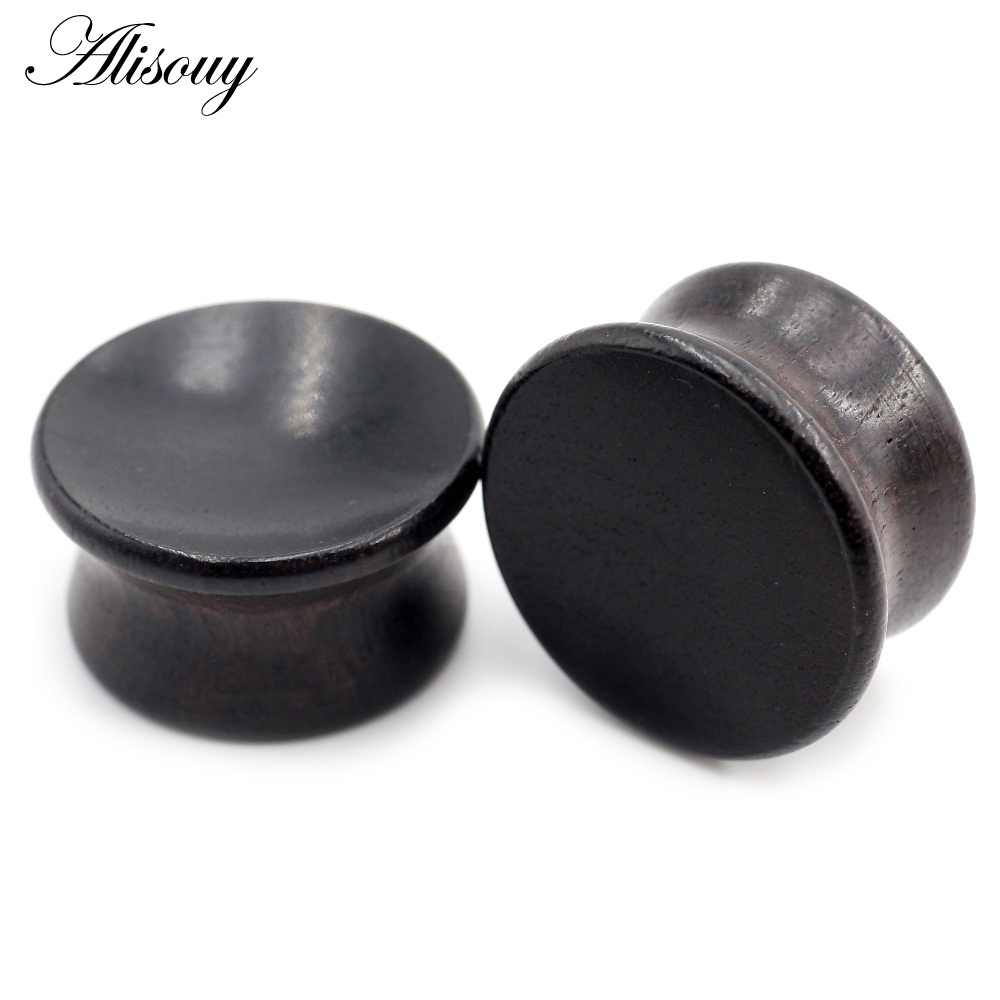 Alisouy 2 ชิ้น 6 มม. - 20 มม. เว้า ไม้ธรรมชาติ ผู้ชาย ผู้หญิง อุโมงค์หู ปลั๊ก ขยาย เกจวัด ต่างหู เจาะร่างกาย เครื่องประดับ