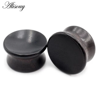 Alisouy 2 ชิ้น 6 มิลลิเมตร-20 มิลลิเมตรเว้าไม้ธรรมชาติผู้ชายผู้หญิงหูอุโมงค์ปลั๊ก Expander Stretchers วัดต่างหูเจาะเครื่องประดับ