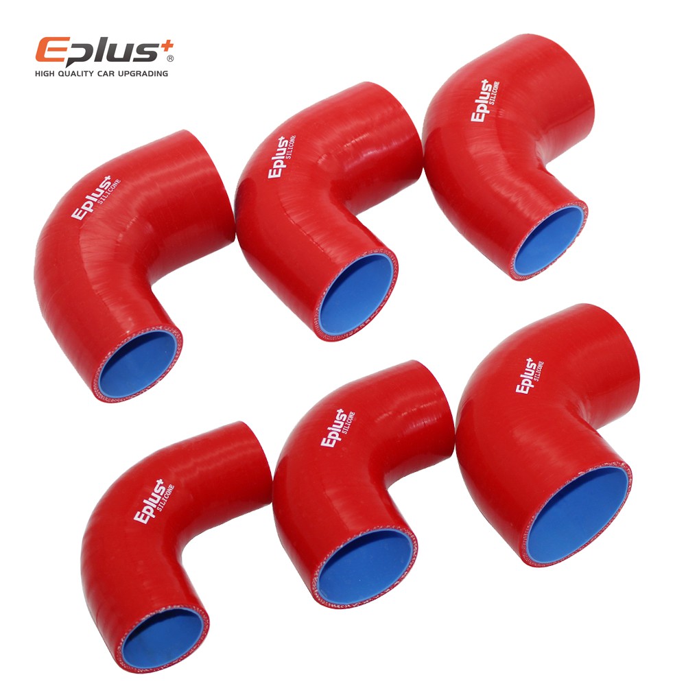 Eplus Universal ซิลิโคนท่อเชื่อมต่อ Intercooler Turbo Intake Pipe Coupler ท่อ 90 องศา หลายขนาดสีแดง