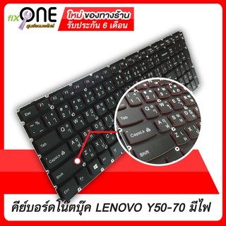 #keyboard notebook lenovo y50(ใหม่ มีไฟ) คีย์บอร์ดเลโนโว y50 สกีนไทย อังกฤษ