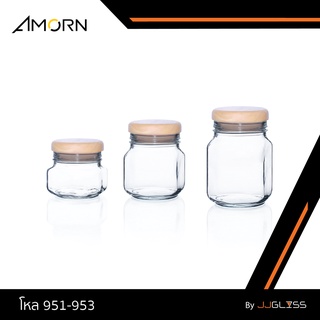 JJGLASS - (AMORN ) โหล 95 ฝาไม้ - ขวดโหลแก้ว แฮนด์เมด เนื้อใส ฝาไม้