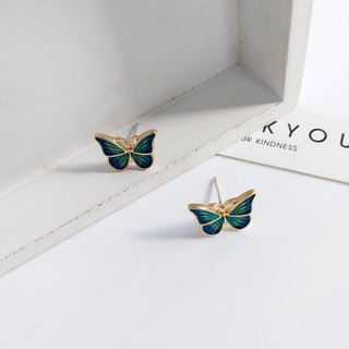 ต่างหูเงินแท้ 925 แบบวินเทจคุณภาพสูงจากฝรั่งเศสPremium Quality Vintage 925 Silver Earring French Oil Painting Butterfly