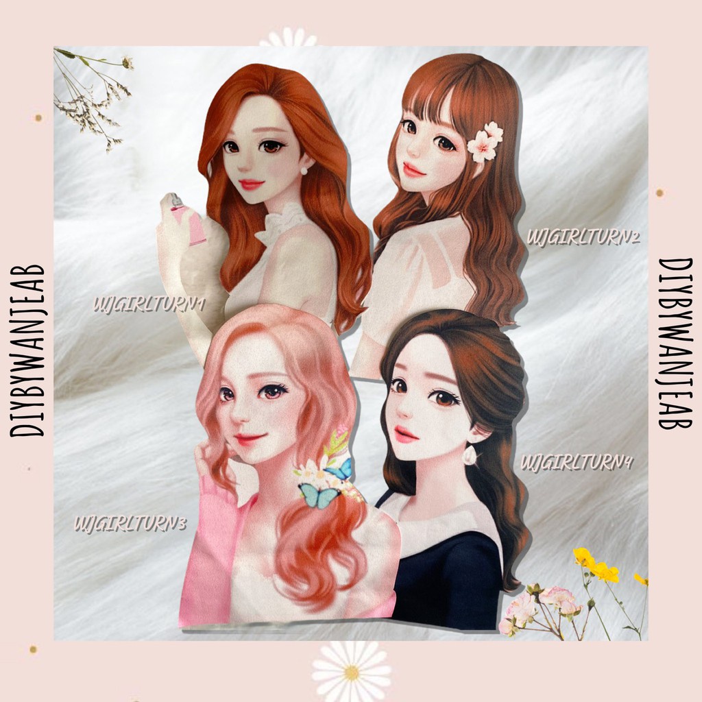 ผ้าปริ้นลาย ตัดขอบ ไม่มีกาว สำหรับติดกาวหรือเย็บ รูปผู้หญิง ไซส์ 21 เซน อุปกรณ์ตกแต่งกระเป๋าสาน กระจูด ผ้า DIY