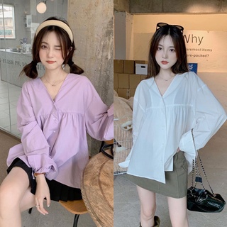 Styles_Unnie ✨พร้อมส่ง✨ T169 เสื้อเชิ้ตสีพื้น ฟรีไซส์ สไตล์เกาหลี พร้อมส่ง 2 สี