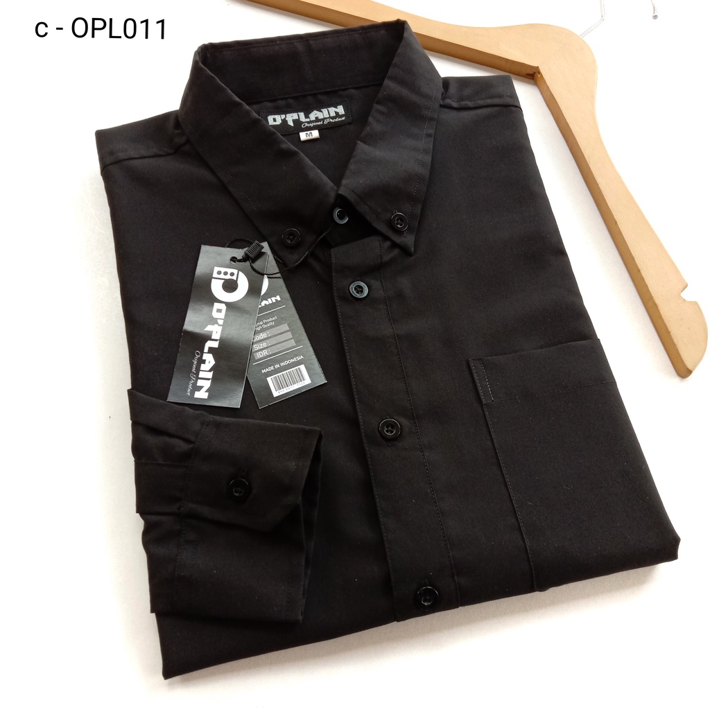 Opl011 OPLAIN เสื้อเชิ้ตแขนยาว แบบเป็นทางการ สีดํา สําหรับผู้ชาย