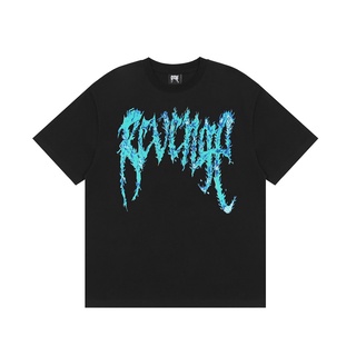 Revenge XXX 21SS Orange Flame Blue Flame Flame Letter Logo Short Sleeve High Street Loose Crewneck T-shirt Tide