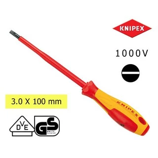 Knipex ไขควงกันไฟ VDE 1000V สำหรับสกรูหัวแบน (ขนาด: ความกว้างหัว x ความยาวแกน)