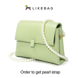 Likebag กระเป๋าสะพายข้างผู้หญิงสีแคนดี้กระเป๋าสะพายไหล่ลำลองเกาหลีไข่มุกโซ่กระเป๋า