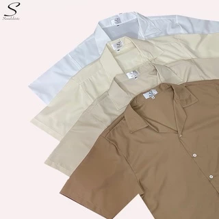 S1: SEOULSHIRTS 🇰🇷 เสื้อเชิ้ตเกาหลี แขนสั้น สีพื้นมินิมอลสี EARTH TONE ไซซ์ M L XL XXL คุณภาพดี