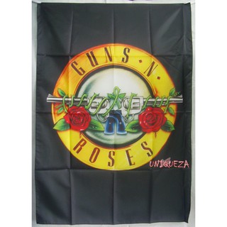 ธงวง Guns N Roses ธง ป้ายผ้า วงดนตรี วงร็อค GNR Heavy Metal Rock Banner Flag Cloth Hanger