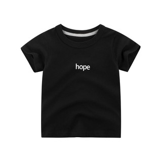 เสื้อยืดแขนสั้นสีขาวดําสําหรับเด็ก