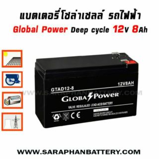 แบตเตอรี่โซล่าเซลล์ ups สำรองไฟ 8แอมป์ Global Power GTAD12-8 12V 8AH