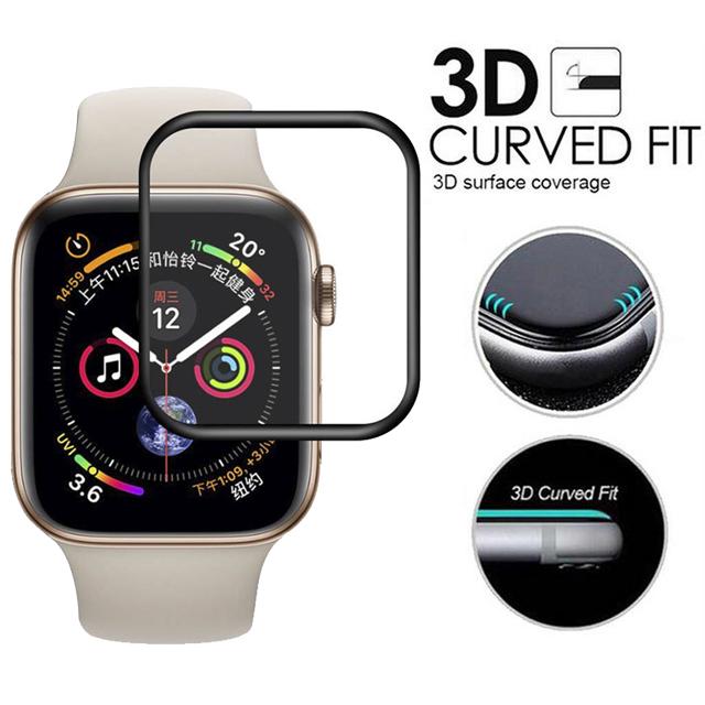 หน้าจอ 3D กระจกนิรภัยสำหรับ Apple Watch 38mm 40mm 42mm 44mm 9H โค้งเต็ม Protector IWATCH Series Se 6 5 4 3 1 2 Screen Tempered Glass