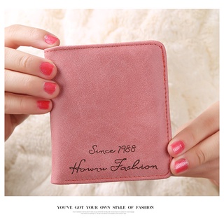 Frosted Retro กระเป๋าสตางค์ผู้หญิงแบบสั้นหัวเข็มขัดกระเป๋าใส่เหรียญและการ์ด