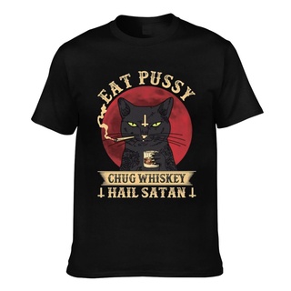 เสื้อผ้าผชเสื้อยืด พิมพ์ลาย Eat Pussy Chug Whiskey Hail Satan Tattoo สําหรับผู้ชายS-5XL