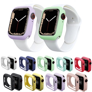 เปลือกของ iWatch 7 6 SE 5 4 3 2 1 41มม 45มม แอปเปิ้ล ที่ใช้บังคับกับแอปเปิ้ล iWatch ชุด 44 มม. 40 มม. 42มม. 38มม. ลูกอมสีซิลิโคนอ่อนนุ่มเกราะป้องกัน