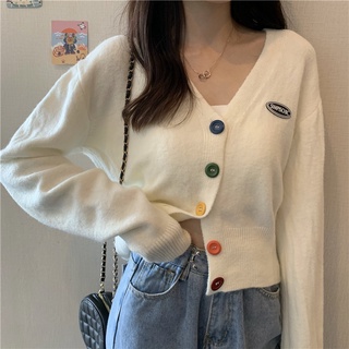 perbit_grace K101# เสื้อไหมพรม​คอวี cardigan เสื้อคลุมแขนยาว เสื้อคาร์ดิแกน เสื้อคุมแฟชั่น กระดุม​หลากสีถอดได้จริง