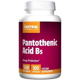 ผลิตภัณฑ์อาหารเสริม รักษาสิว ลดหน้ามัน Pantothenic Acid B5 ,Jarrow Formulas 500มก. ขนาดบรรจุ 100แคปซูล