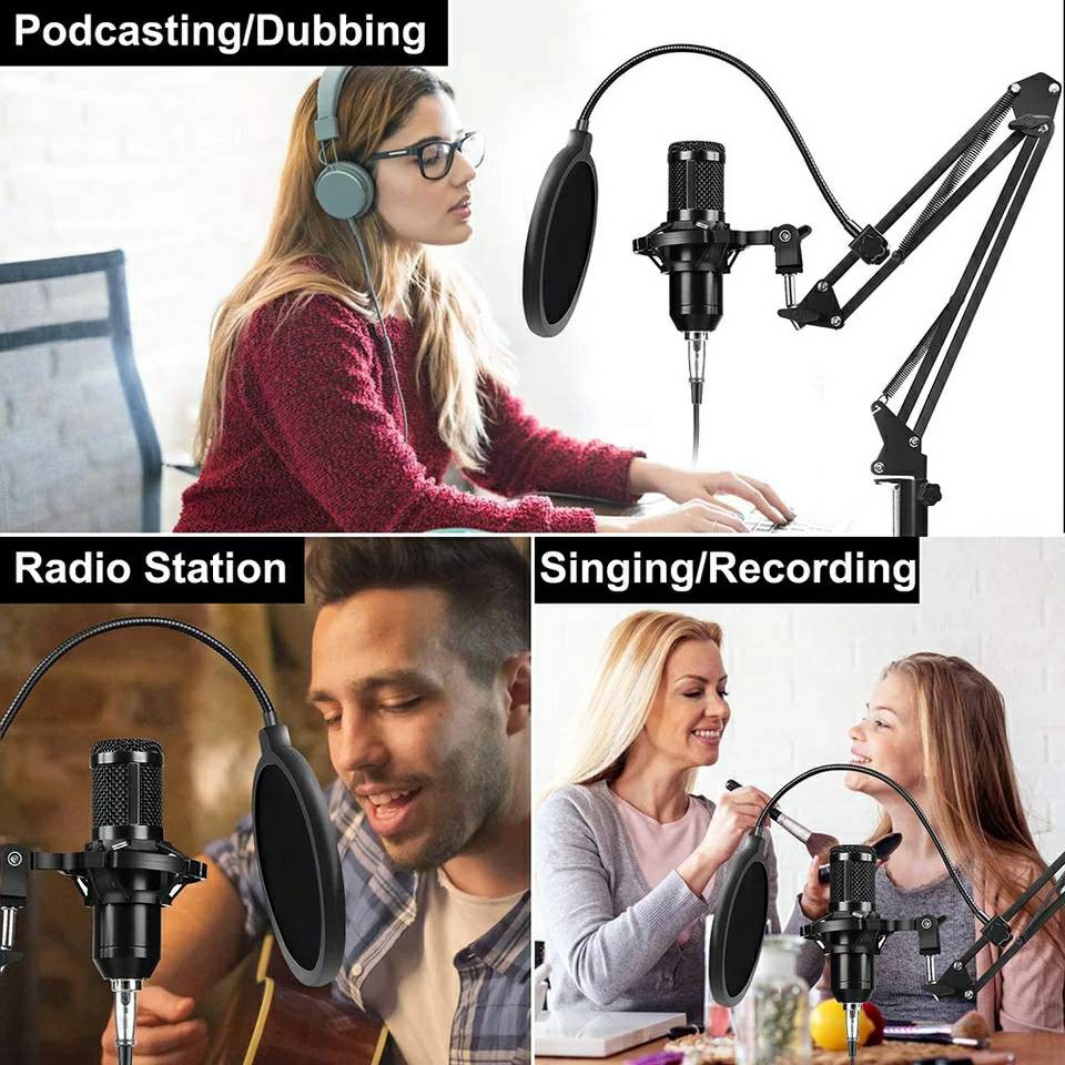 ชุดไมค์ ไมค์อัดเสียง คอนเดนเซอร์ BM-800 SET Professional Condenser Mic Microphone พร้อมขาตั้ง