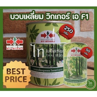 บวบเหลี่ยม วิกเกอร์เอ F1 เมล็ดพันธุ์บวบเหลี่ยม ตรา ศรแดง บรรจุ 250 / 50 กรัม ต่อกระป๋อง