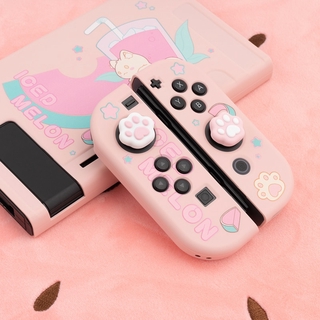 เคสมือถือ Tpu ลายการ์ตูนแมวสีชมพูสําหรับ Nintendo Switch