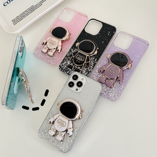 เคสโทรศัพท์มือถือ TPU ลายนักบินอวกาศ 3D แต่งกลิตเตอร์ วิบวับ พร้อมขาตั้ง สําหรับ Samsung Galaxy S23 Plus Ultra Note 20 Ultra 10 Plus Lite 9 S10 Plus Lite S9 S8 Plus