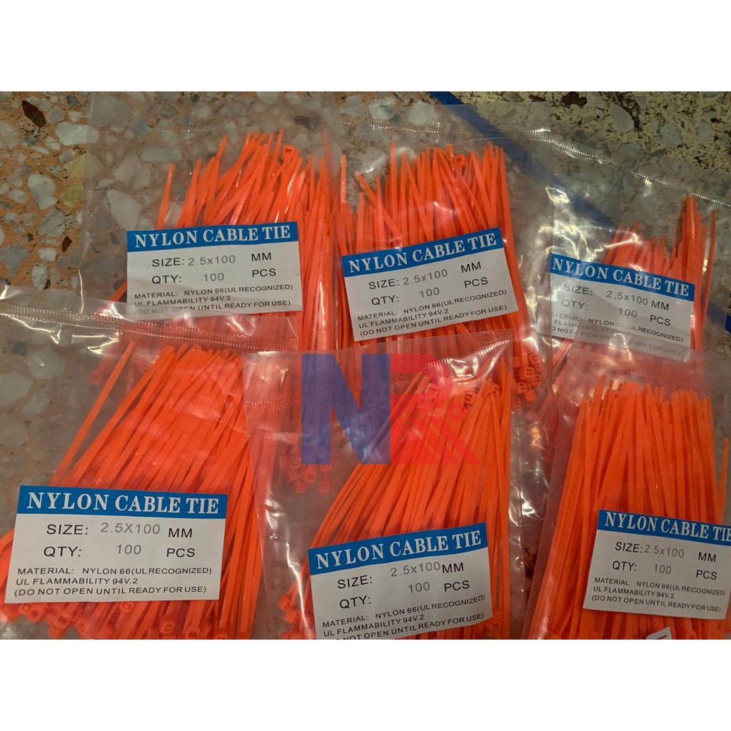 Cable Tire เคเบิ้ลไทร์ 4 นิ้ว สีส้ม/ สายรัดพลาสติก สีส้ม