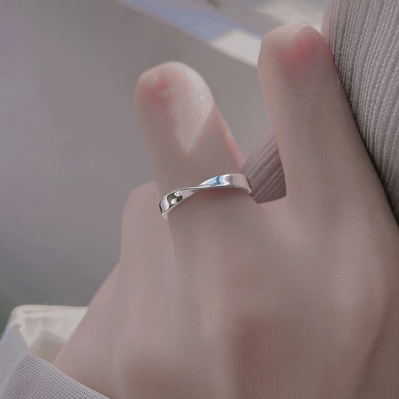 แหวนเงิน เกรด 925 แบบเปิด ดีไซน์เรียบง่าย พรีเมี่ยม สําหรับผู้หญิง - รูปที่ 3